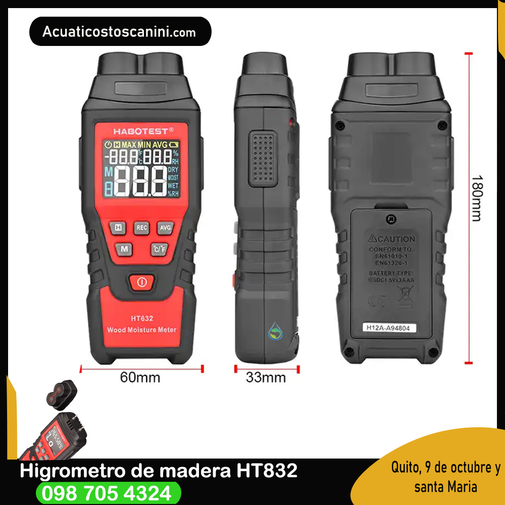 Medidor De Humedad Profesional Ht632 Para Madera Pared dual con pines y  medición directa