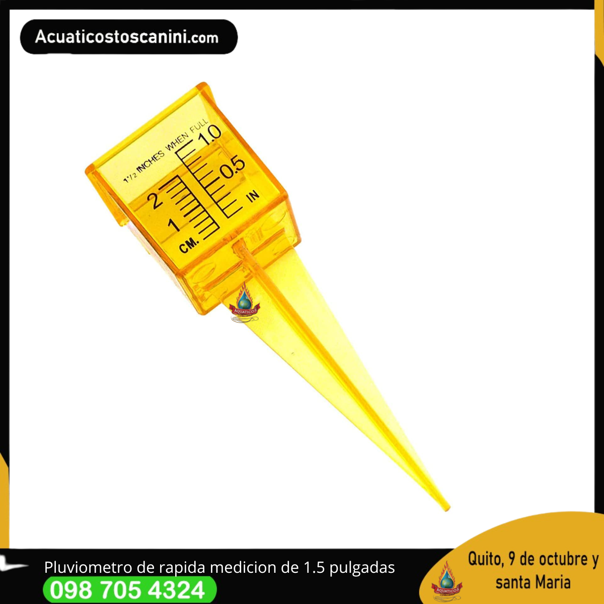 Pluviómetro compacto tipo estaca ideal para jardines y macetas de 1.5 pulgadas