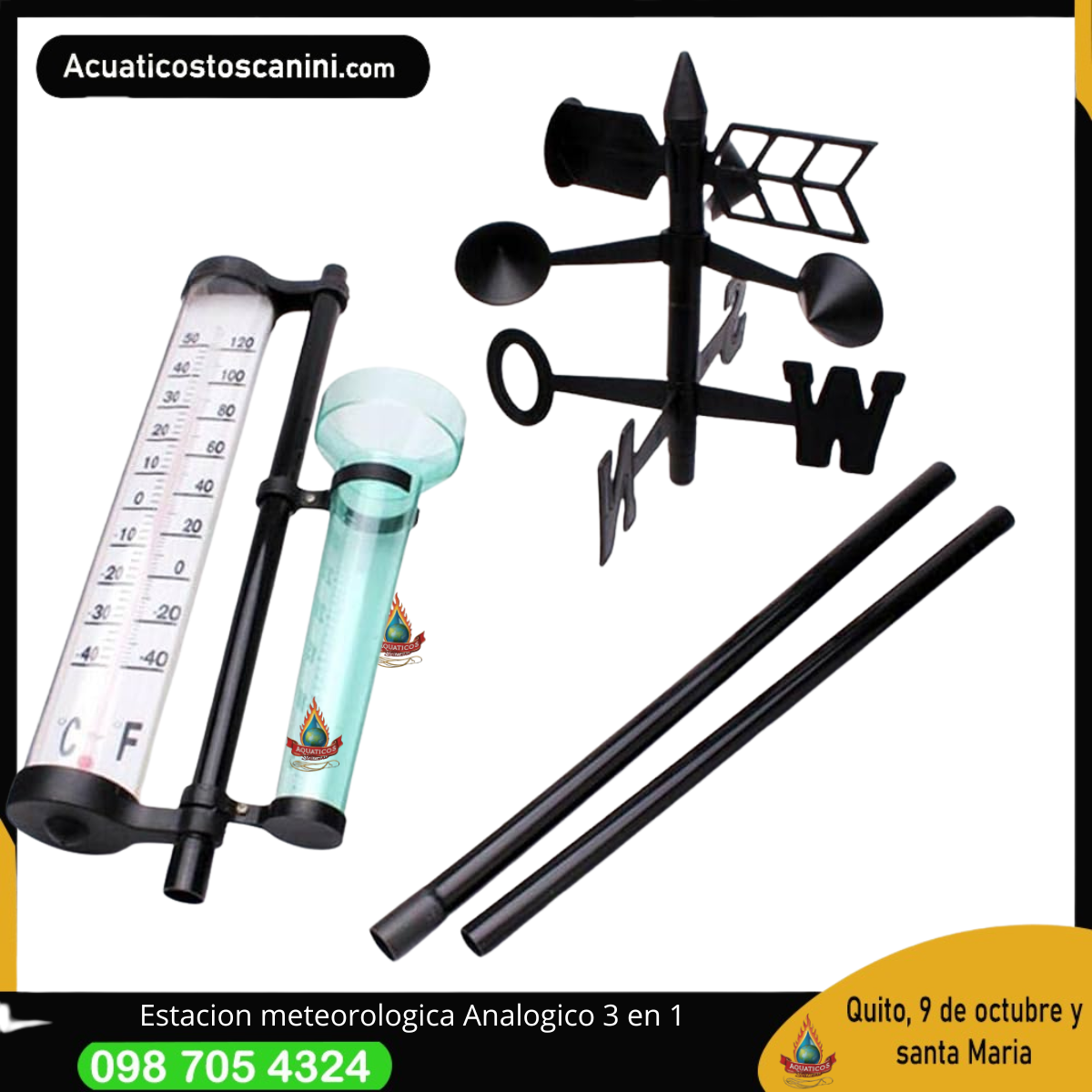 Estación meteorológica analógica 3 en 1