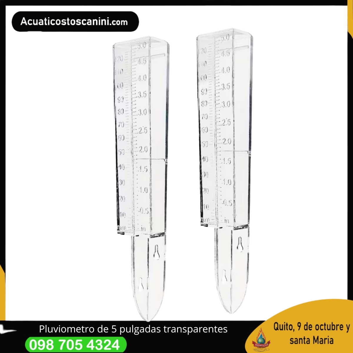 Pluviometro transparente de 5 pulgadas de capacidad transparente