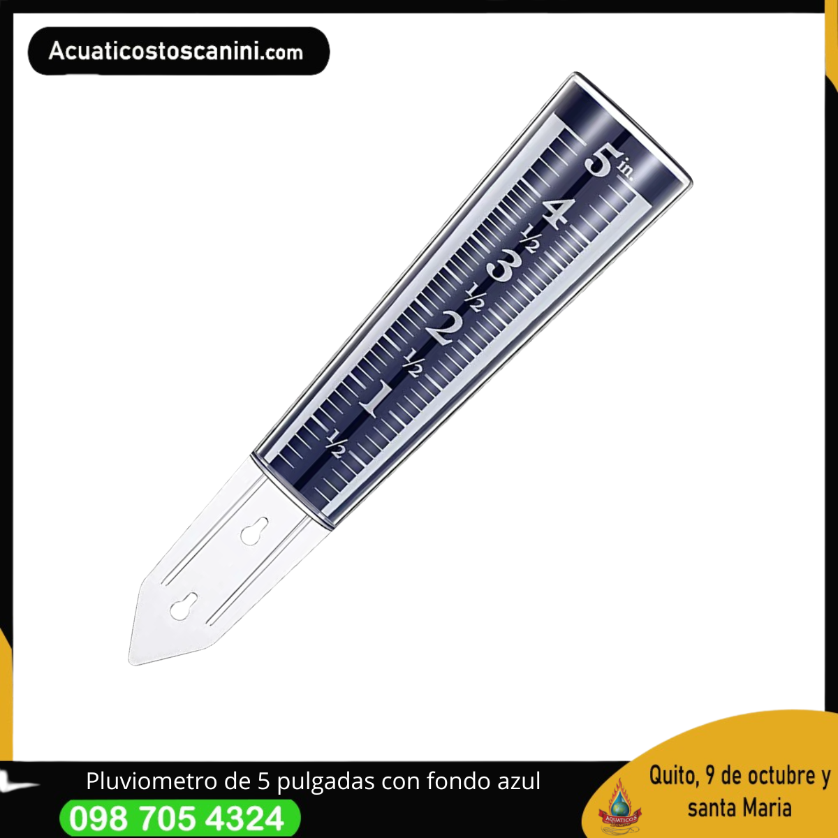 Pluviometro de fondo azulado para mejor vision de la cantidad de agua 