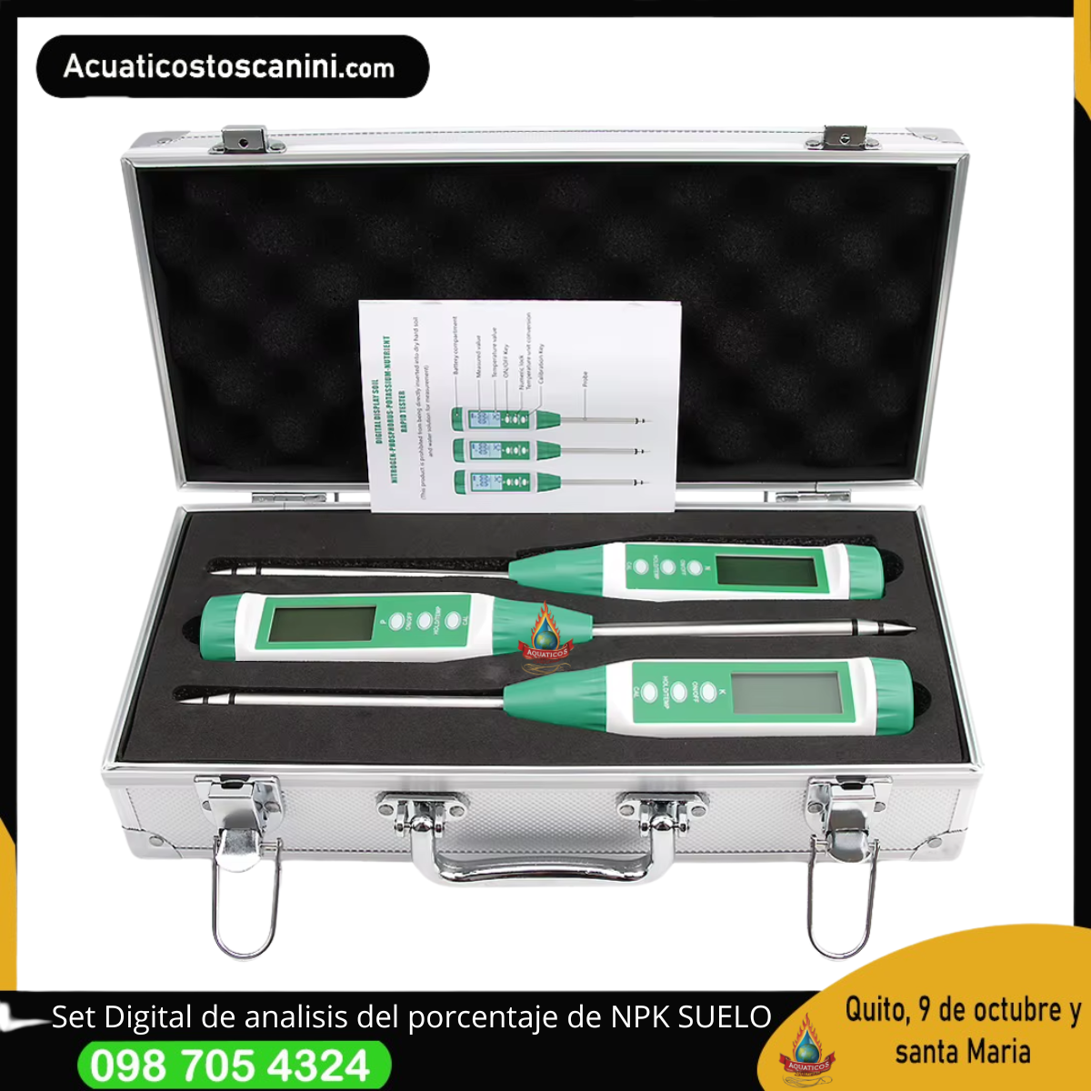 🌱 Medidor Profesional de NPK y Temperatura del Suelo – Análisis Rápido y Preciso