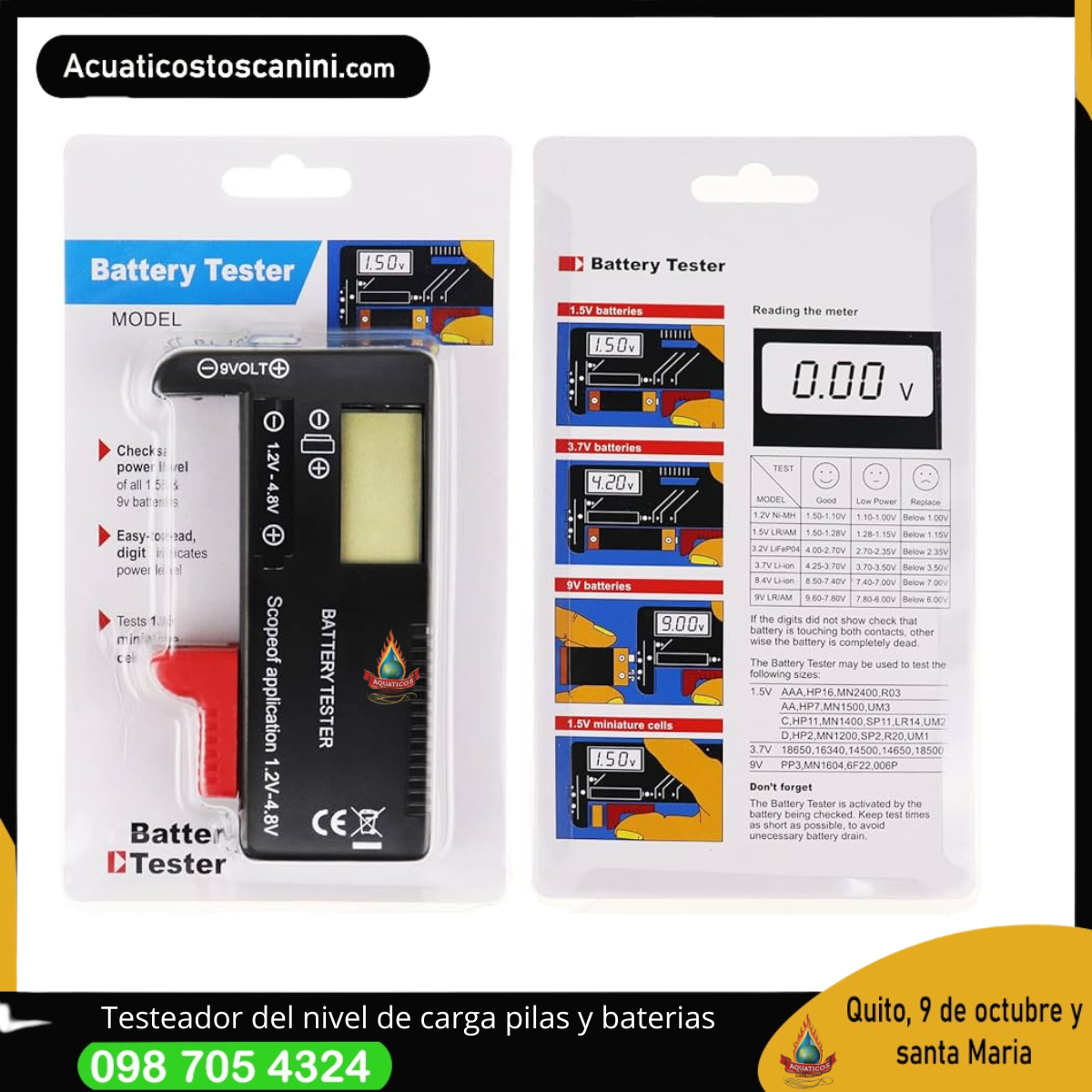 🔋 BT-168D – Probador Digital de Baterías Multitipo