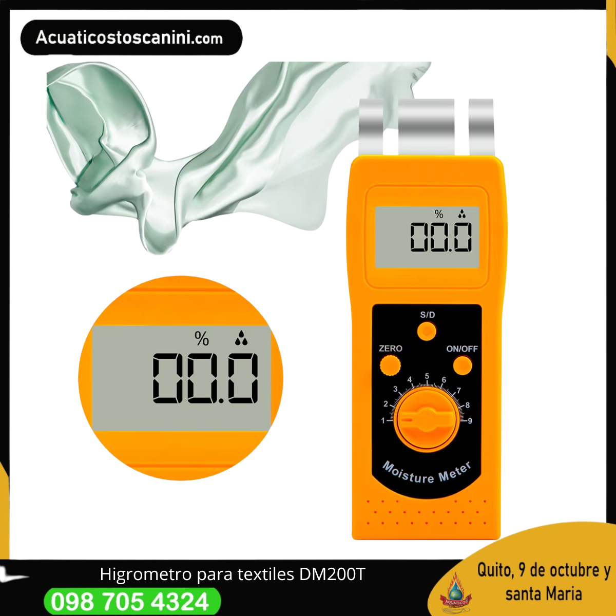 🧵 DM200T – Medidor Profesional de Humedad para Textiles