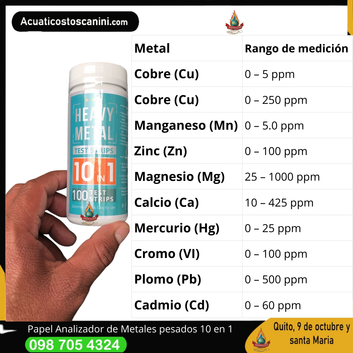 10 en 1 – Análisis Rápido para Metales y Parámetros del Agua