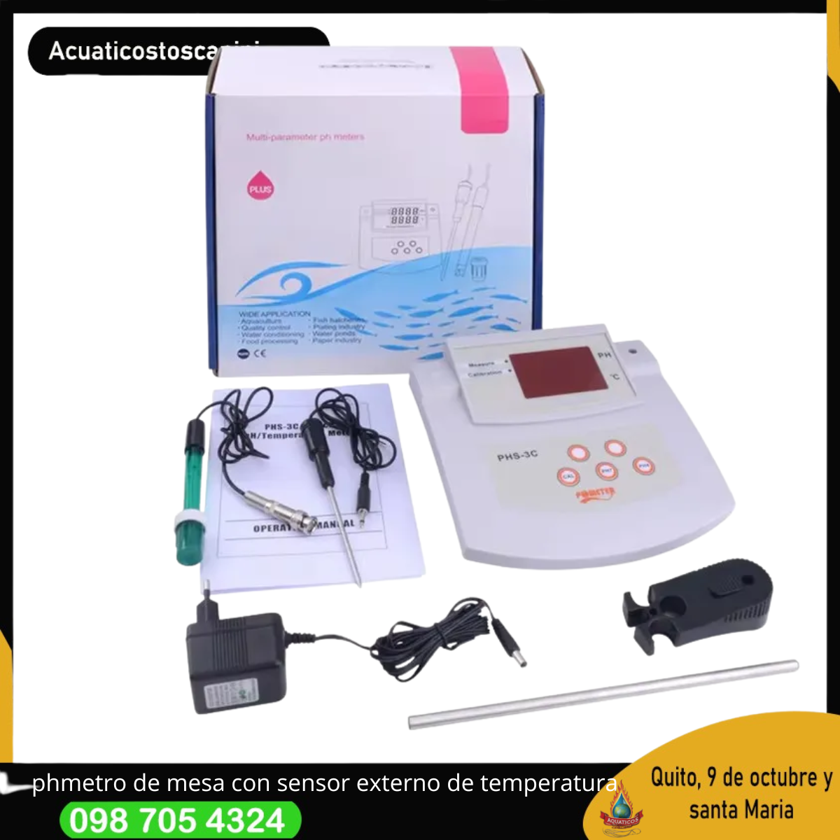 phmetro de mesa con sensor externo de temperatura