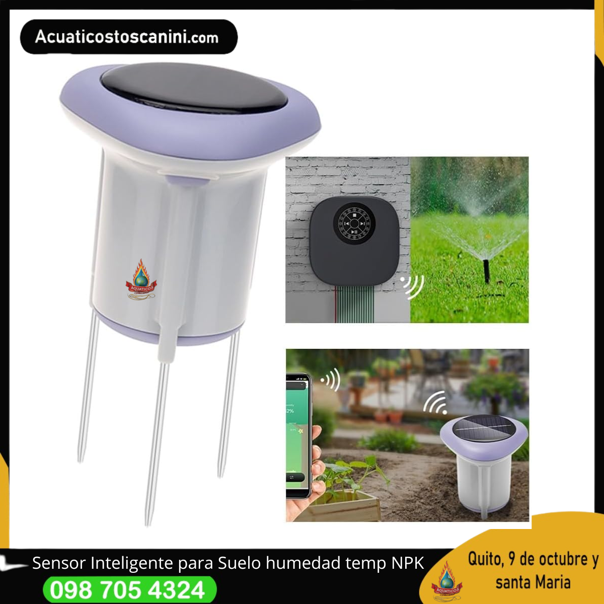 Sensor Inteligente Inhalambrico con carga solar de Suelo Temperatura Humedad y NPK