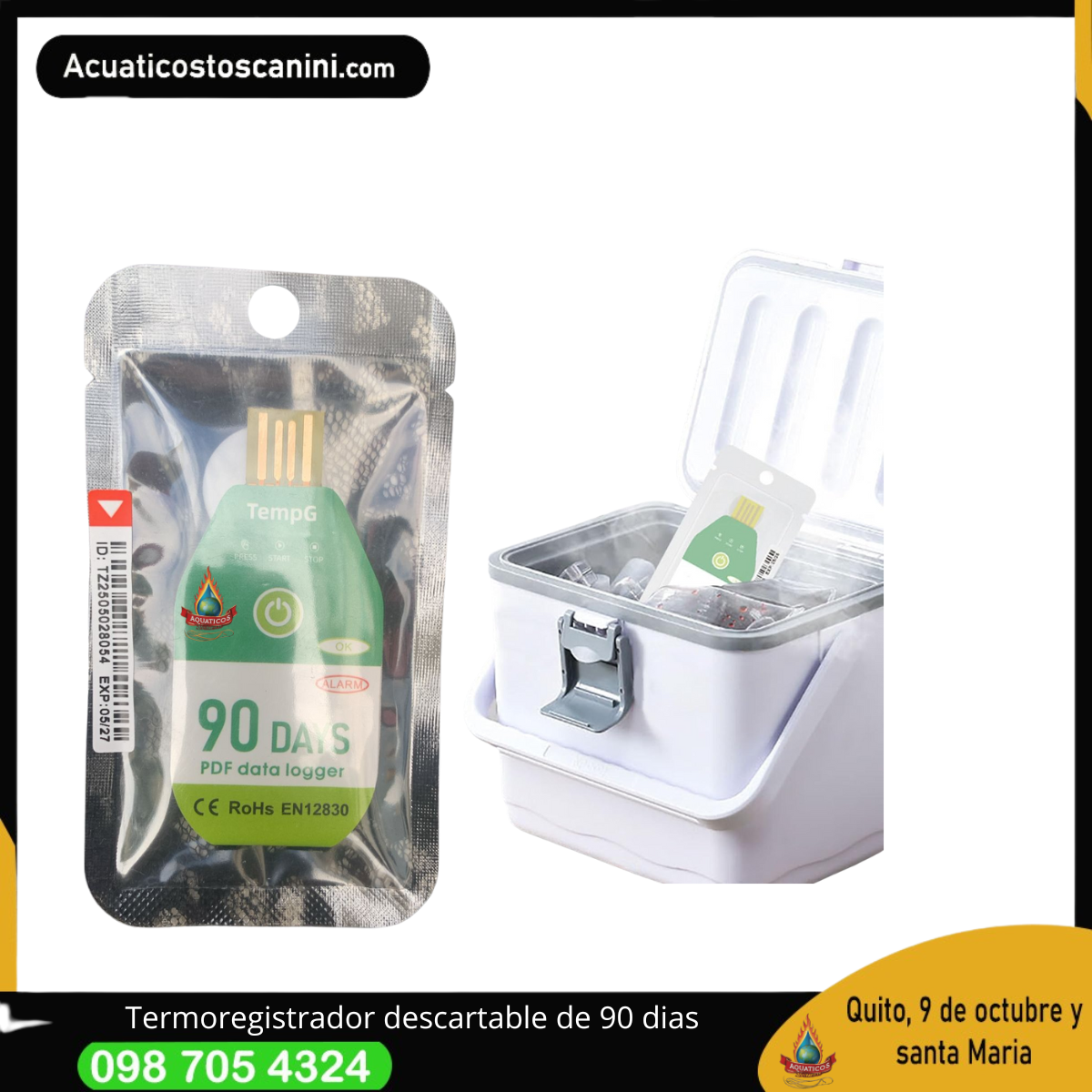 termoregistrador descartable de 90 dias de hasta 18000 datos