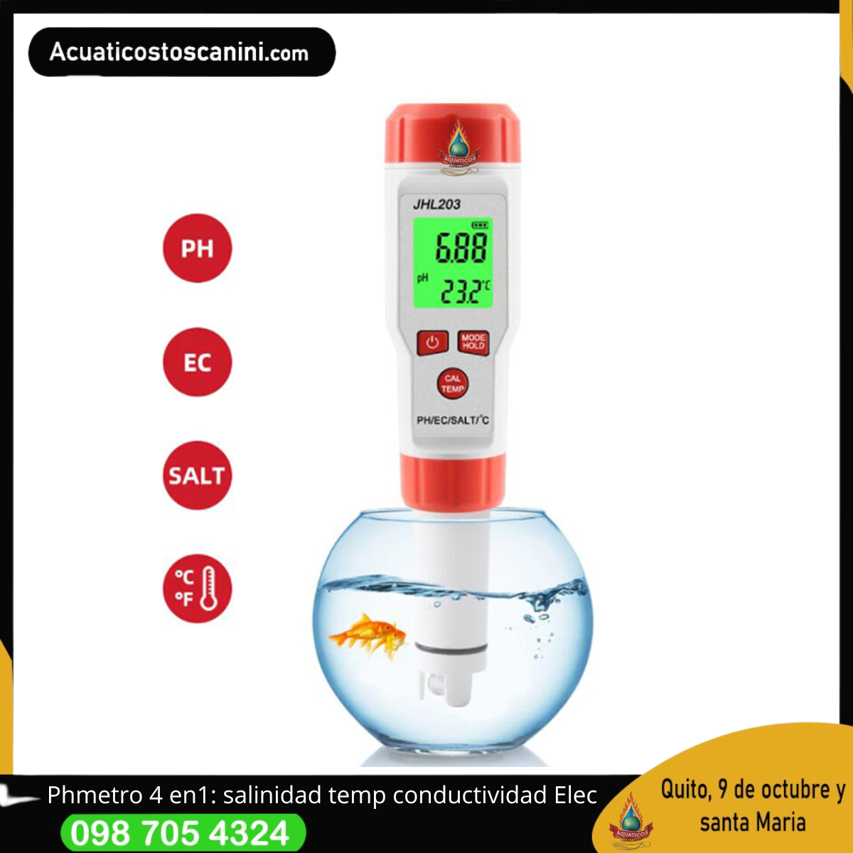 Medidor HEDAO miltiparametro 4 en 1 pH Salinidad  Temperatura Conducttividad