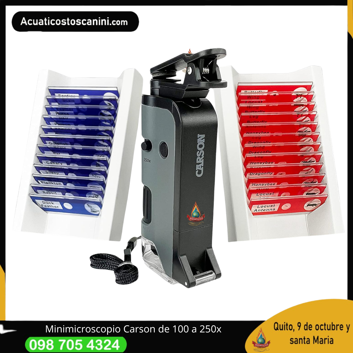 MIni microscopio de Analisis y estudio de estructuras biologicas con 20 muestras