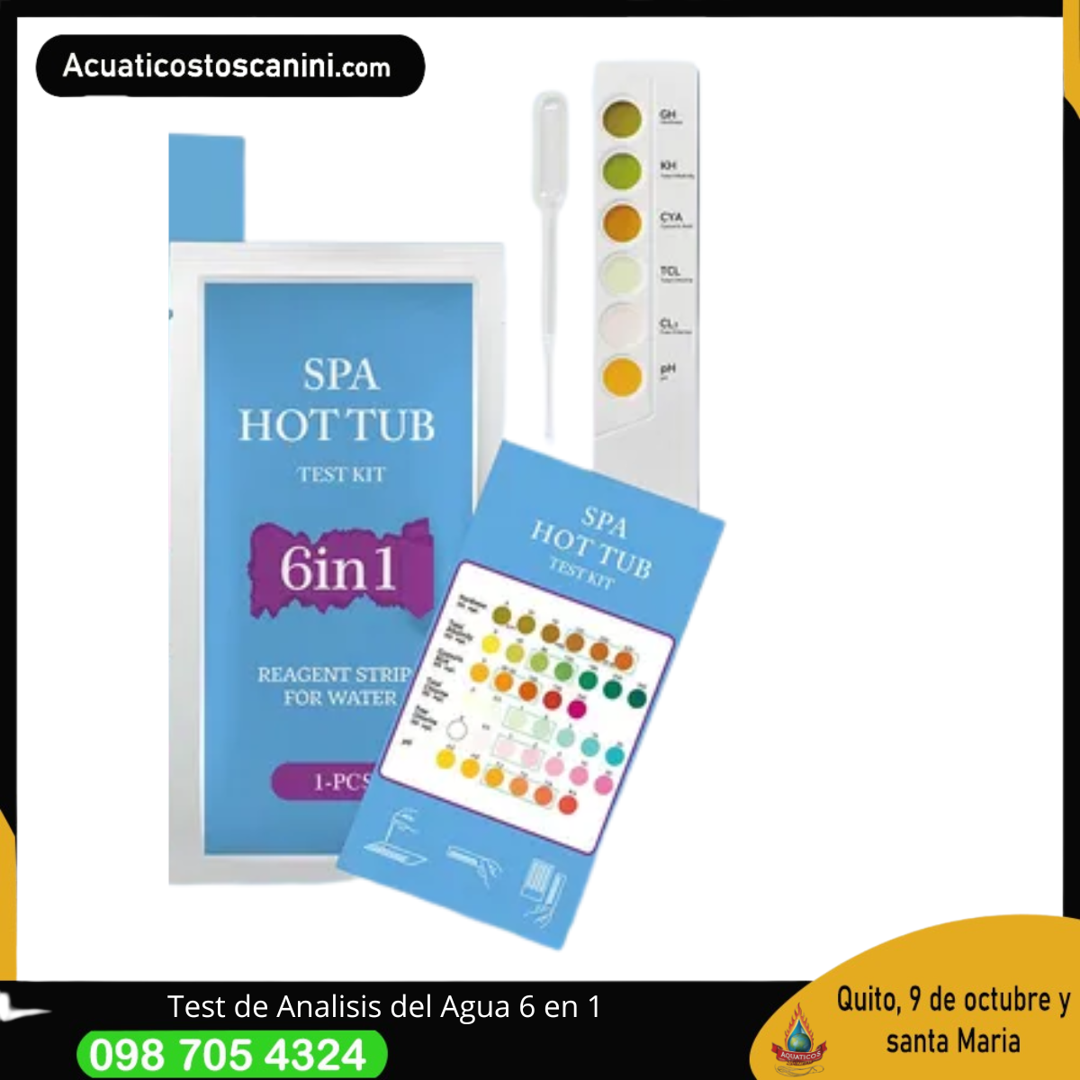 Test de Analisis del agua 6 parametros en 1 