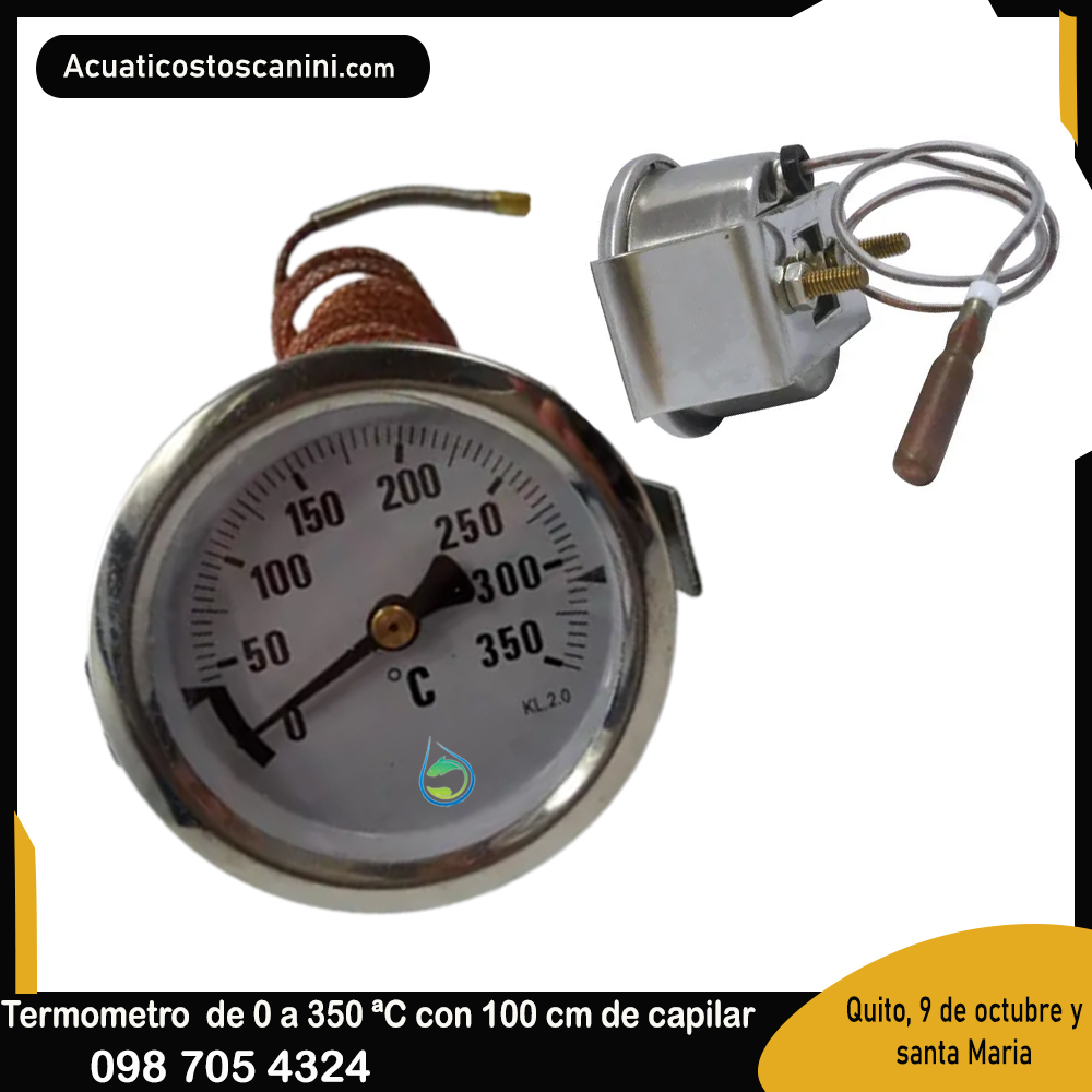 Termómetro Capilar acero inoxidable 0 - 350 Grados Celsius