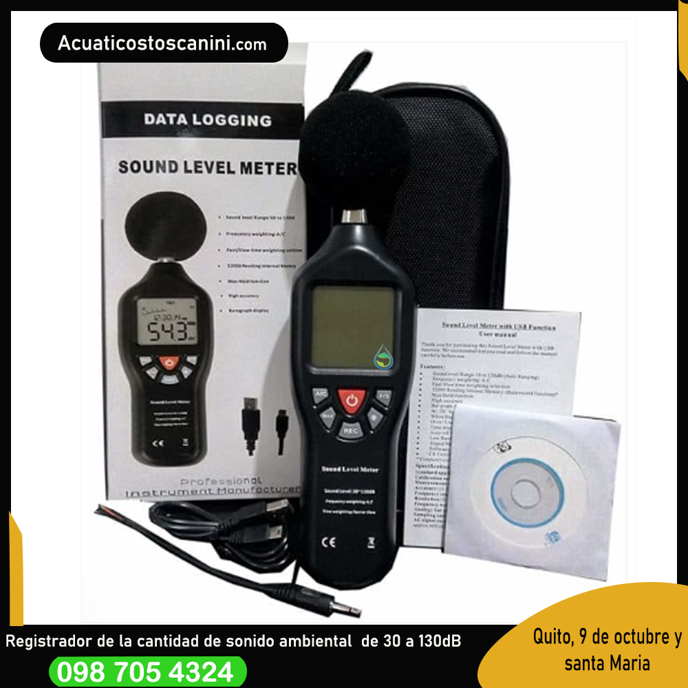 Sonómetro Profesional  Data Logger con registro de 32000 Puntos